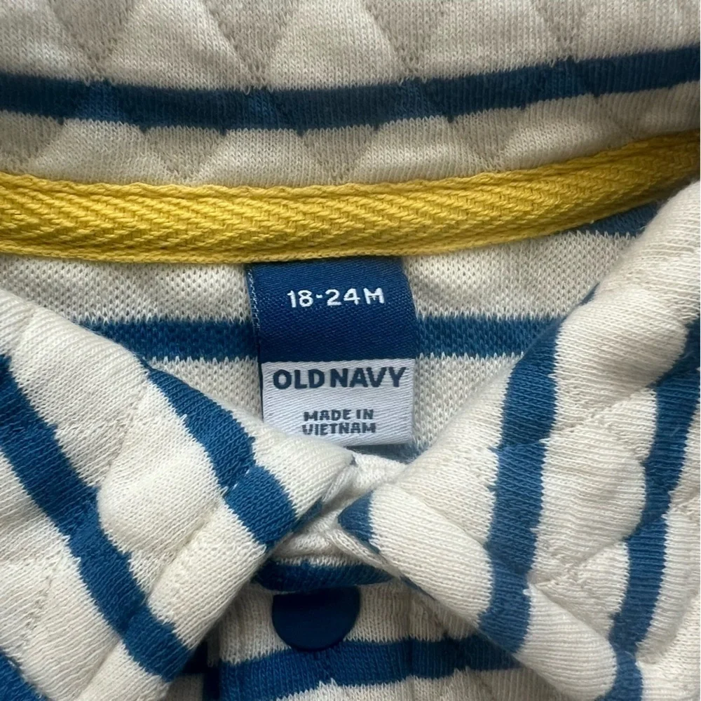Old Navy Unisex Striped Blue and White Quilted Kids One Piece Size 18-24 Months